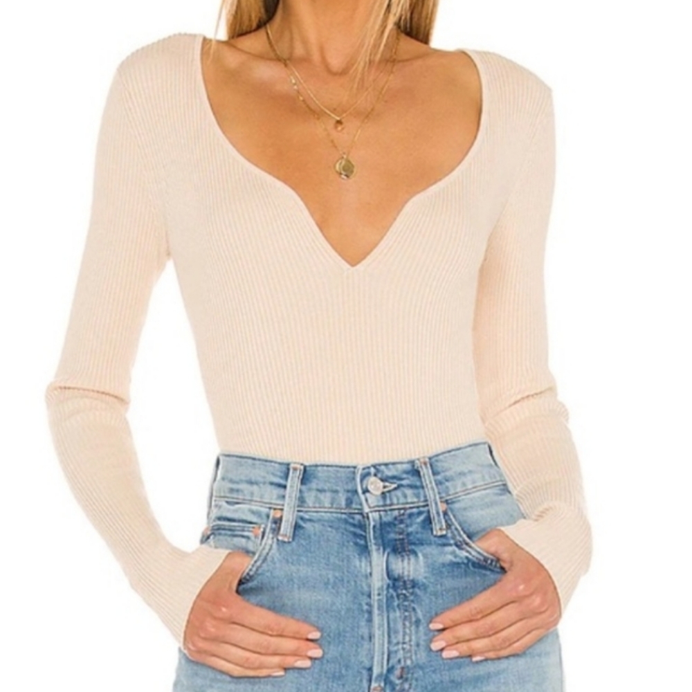 Lovers and Friends Darren Sweater Ribbed Long Sleeve in Ivory